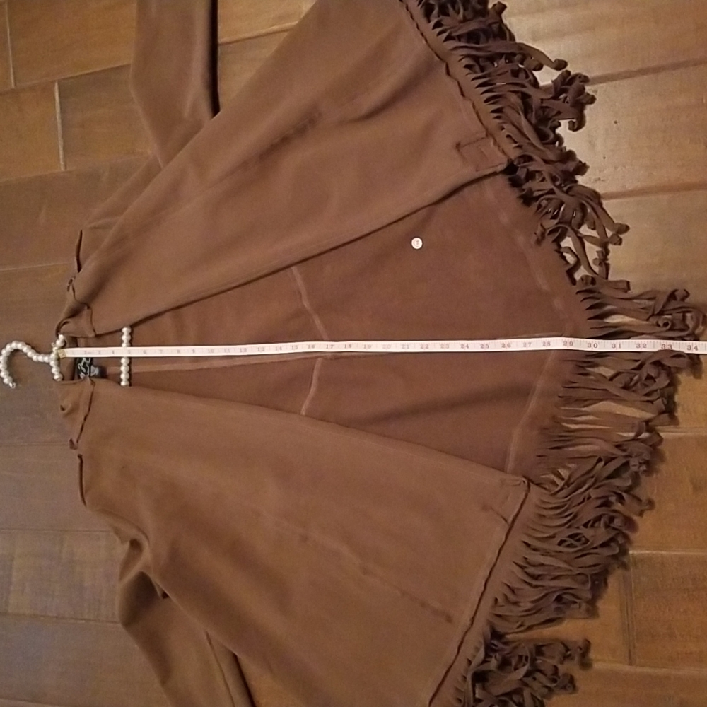 Womens Long Sleeve Cape Fringe Jacket - Picture 6 of 10